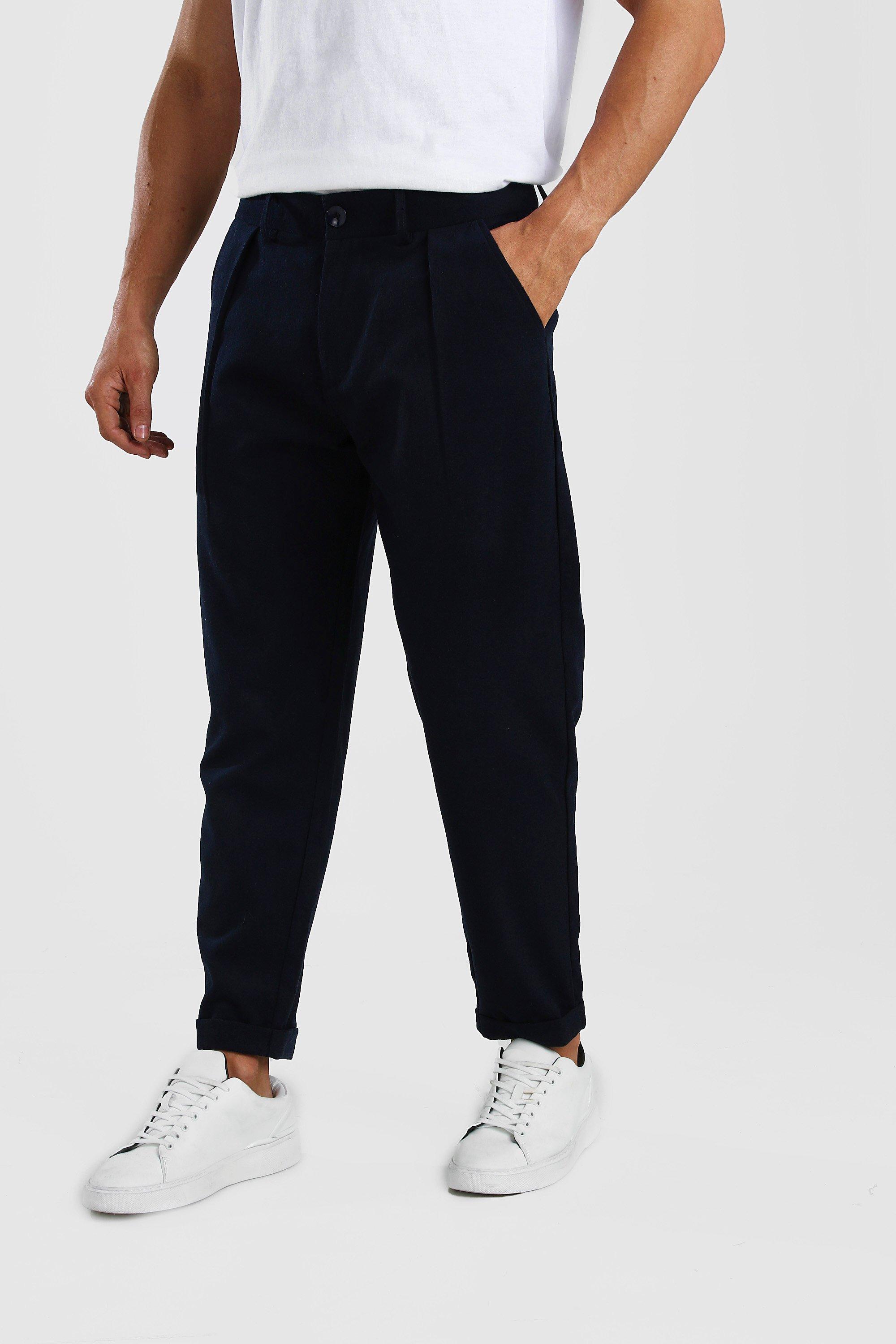 navy skinny cropped trousers