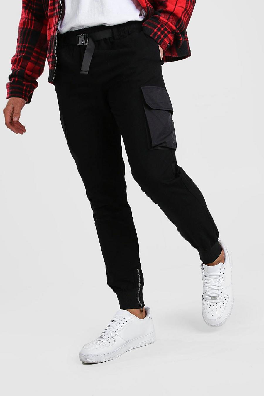 Skinny Cargo Pants With Buckle Waist image number 1