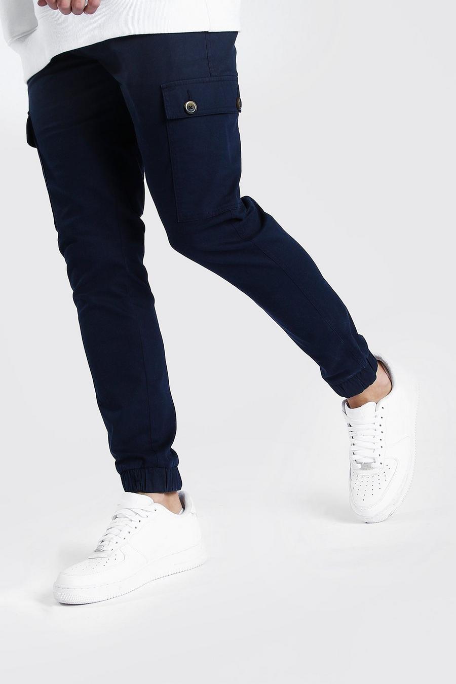 Pantaloni cargo in cotone con fondo slim image number 1