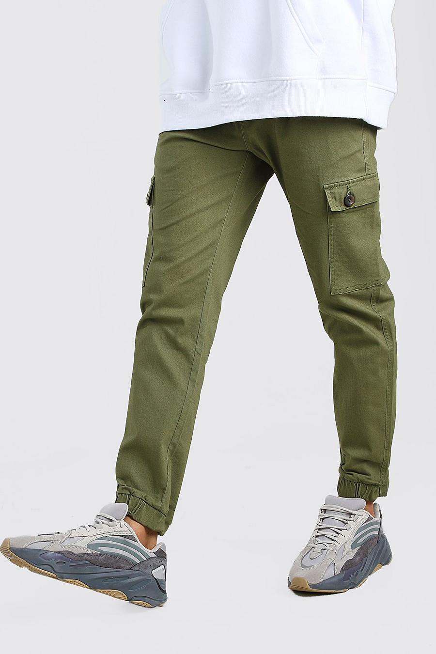 Pantalon cargo poignets slim en coton image number 1