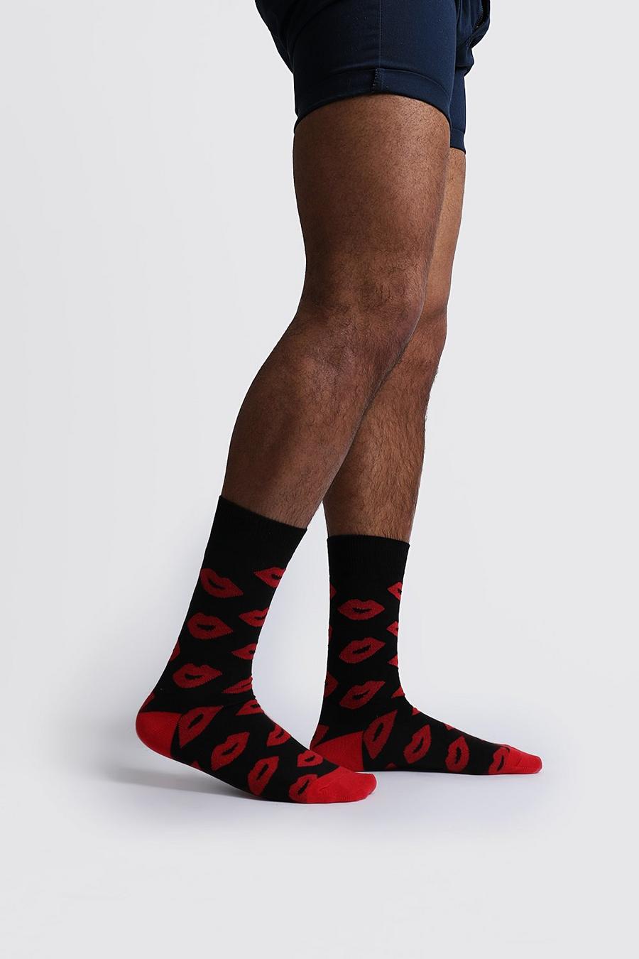 Black Valentines Lips Socks image number 1