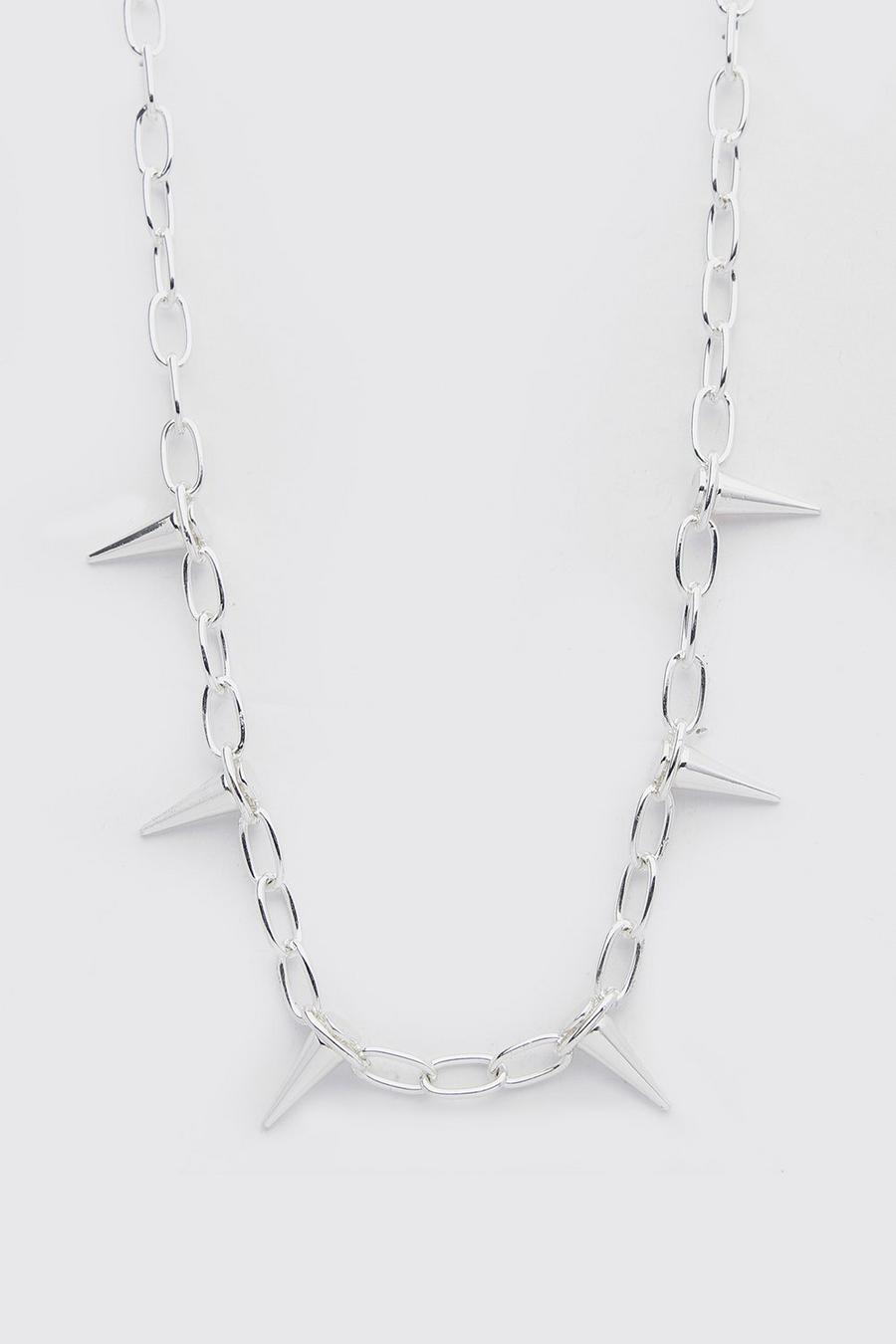 Silver Spike Chain Necklace image number 1