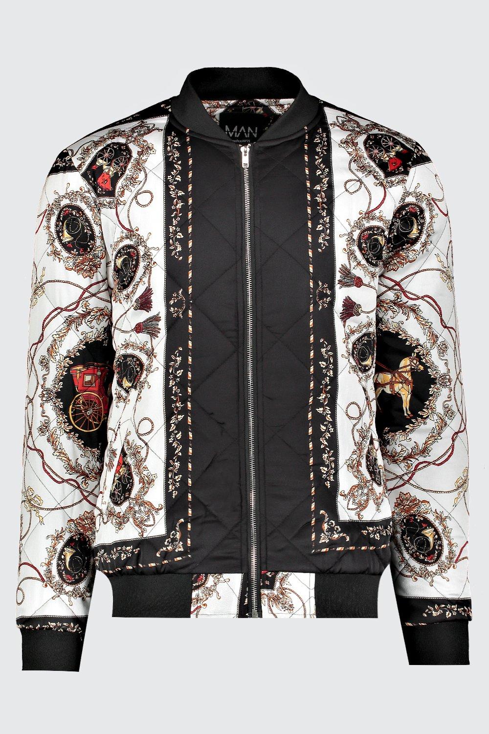 Men's Baroque Printed Quilted Bomber Jacket