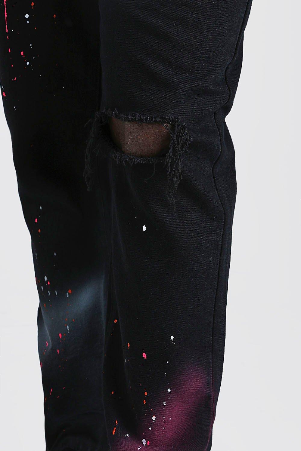 Big Tall Skinny Jeans Mit Spray Paint Boohoo