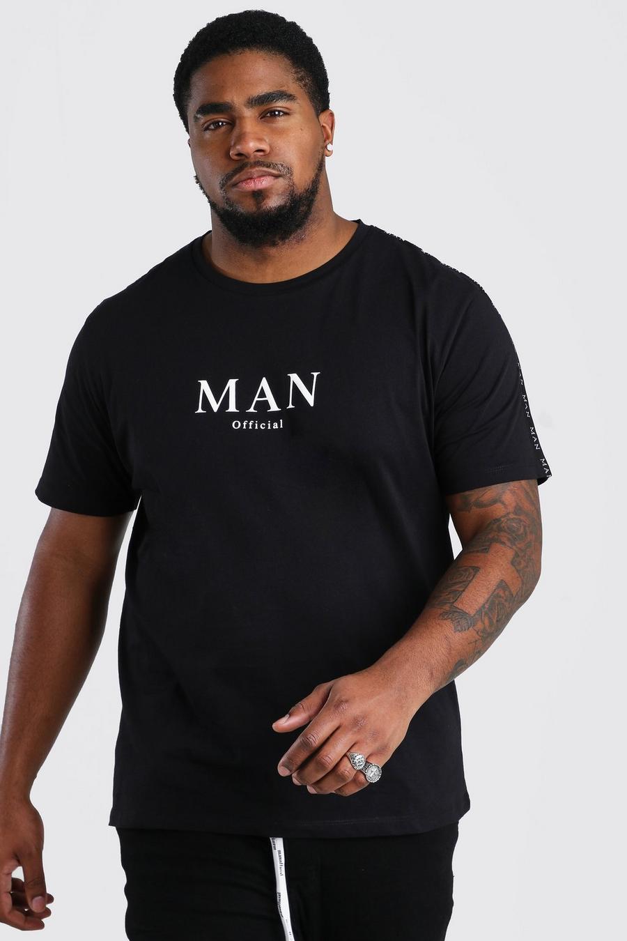 Zwart Plus Size Man Geruit T-Shirt Met Schouderstreep image number 1