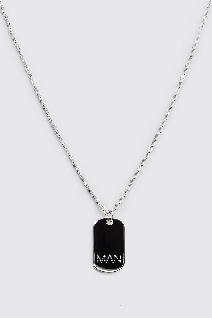 Halskette mit Erkennungsmarke und MAN-Streifen, Silber image number 1