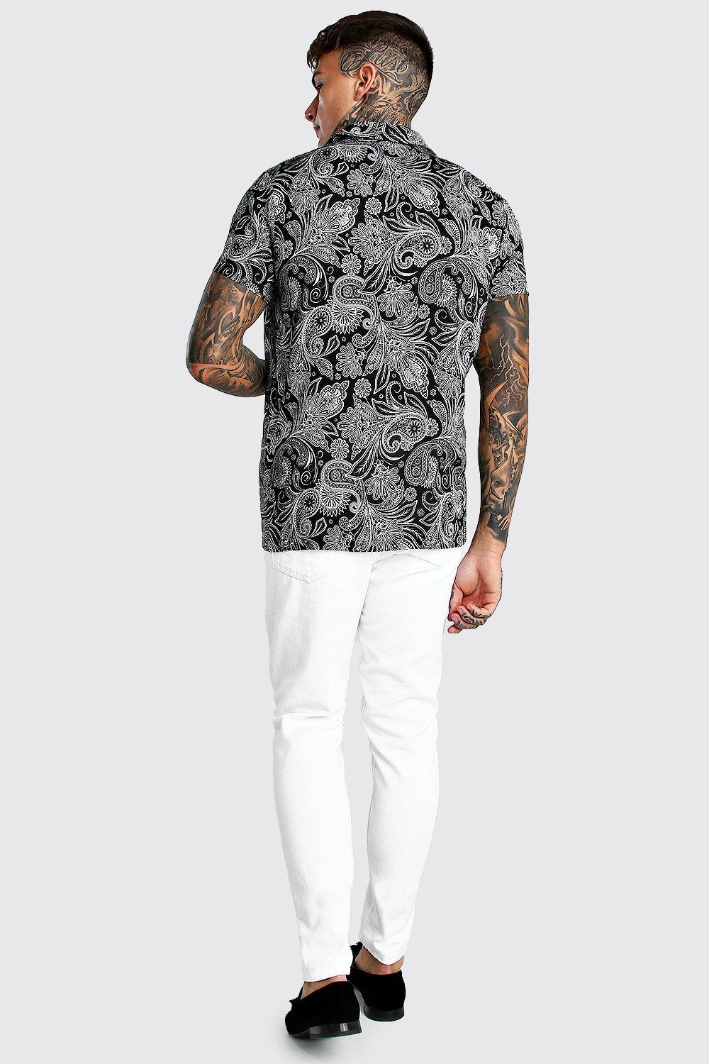 Mens paisley sale short sleeve shirt