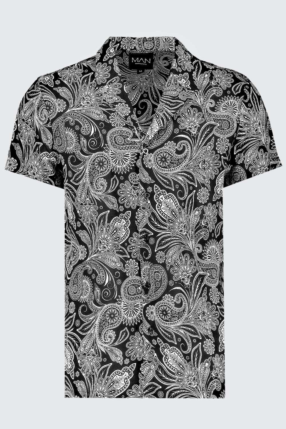 Mens paisley shirt hot sale short sleeve