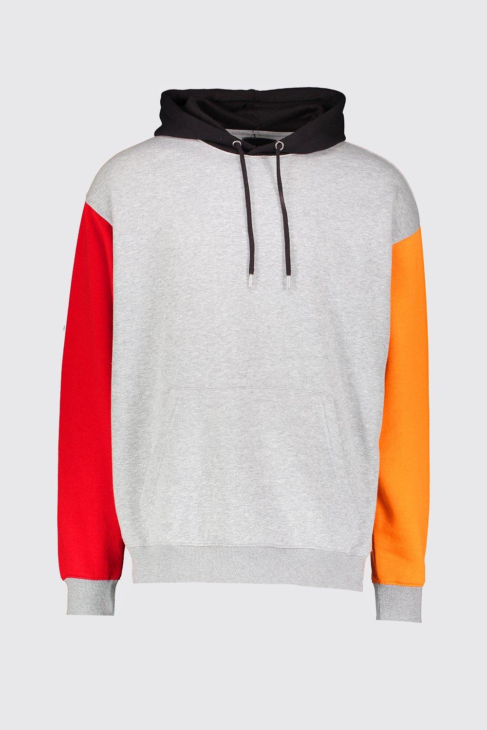 Multicolor colorblocked oversized outlet hoodie