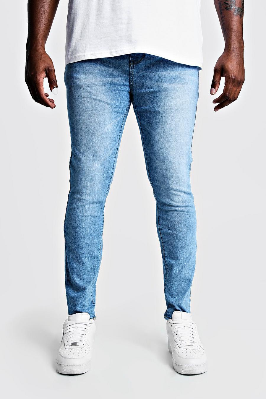 כחול חיוור סקיני ג'ינס לגברים גדולים וגבוהים image number 1
