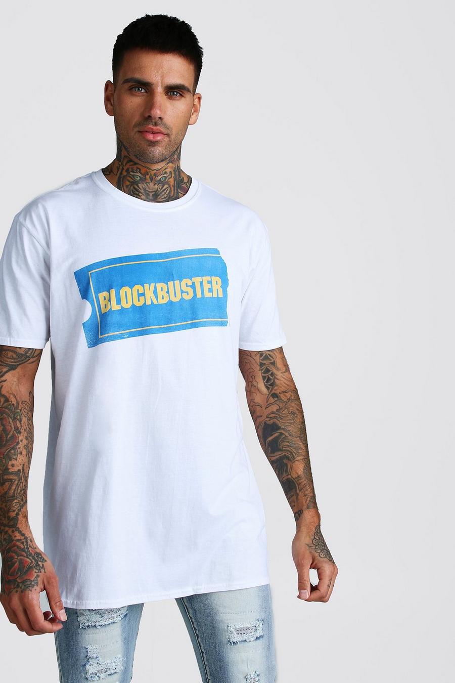 White "Blockbuster" Oversize t-shirt med retrotryck image number 1