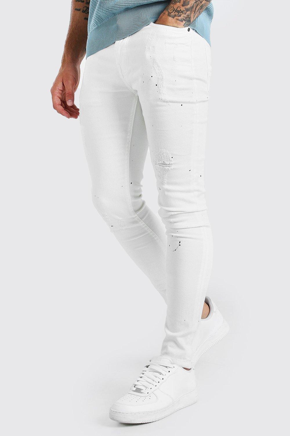 distressed paint jeans