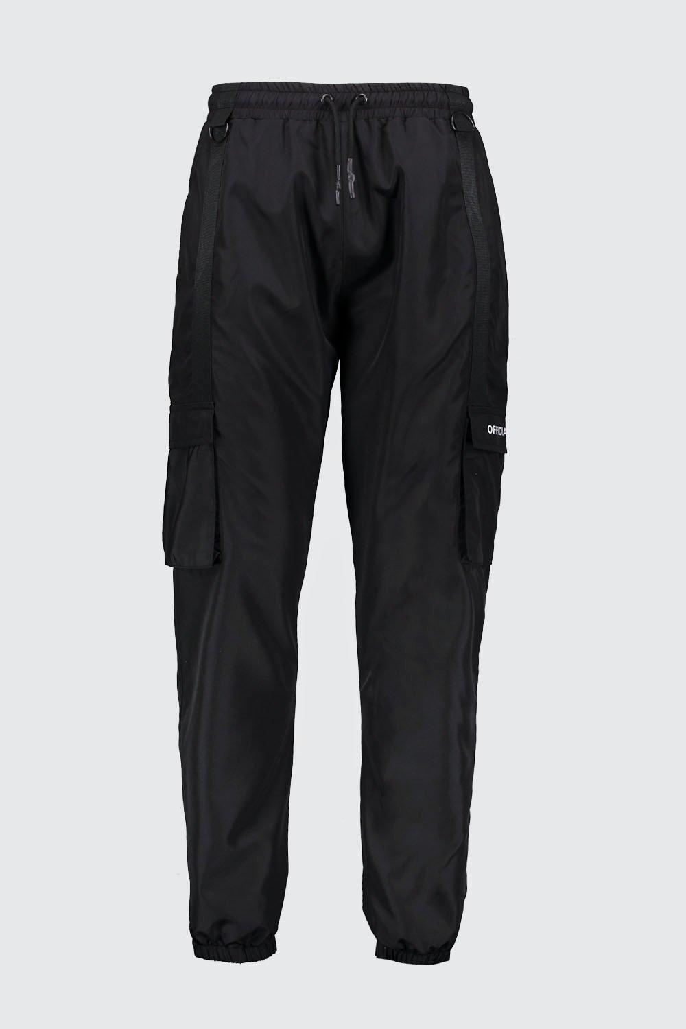 Triple pocket strap store cargo pants black