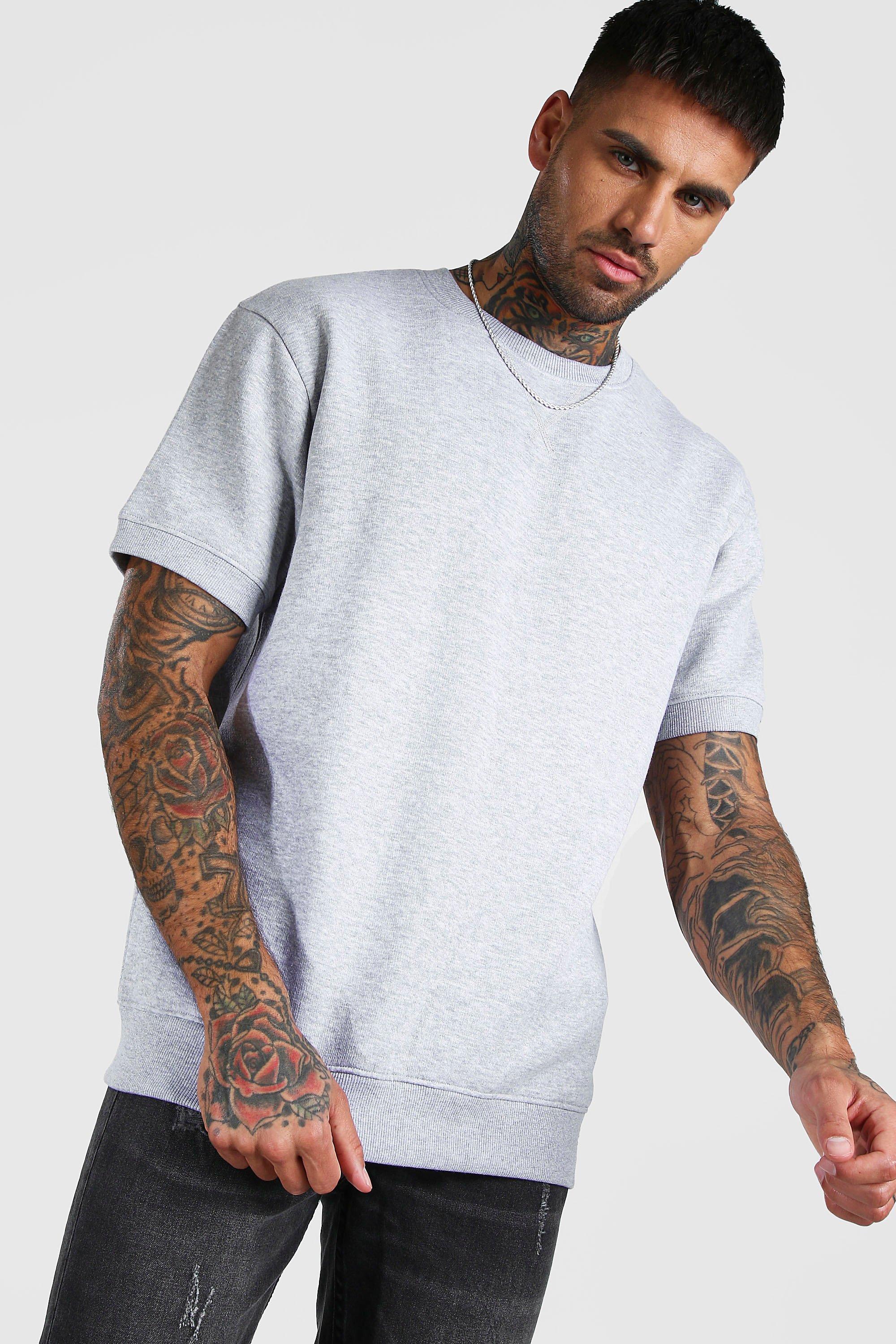 grey short sleeve sweatshirt