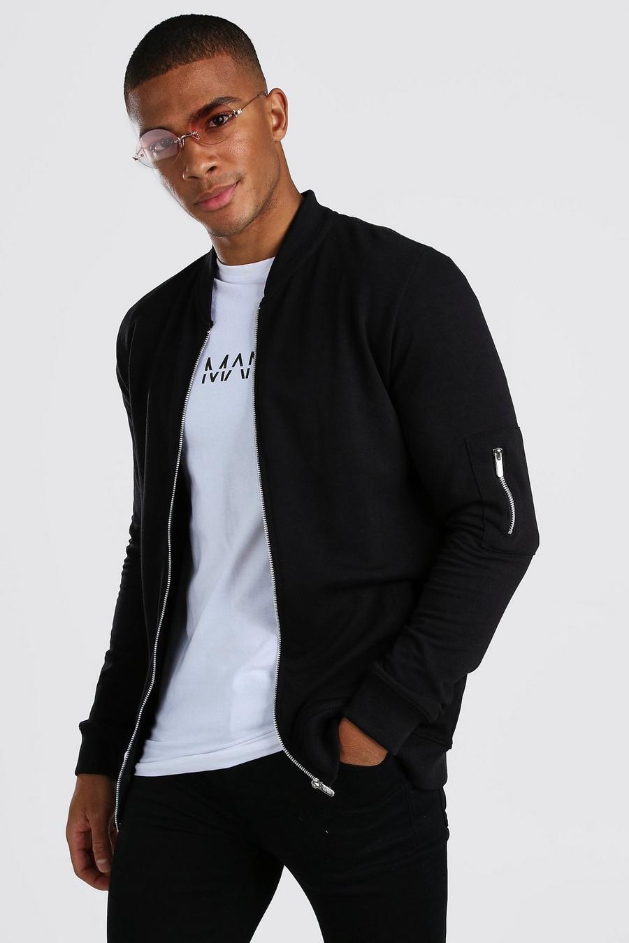 Black Muscle Fit MA1 Jersey Bomber image number 1