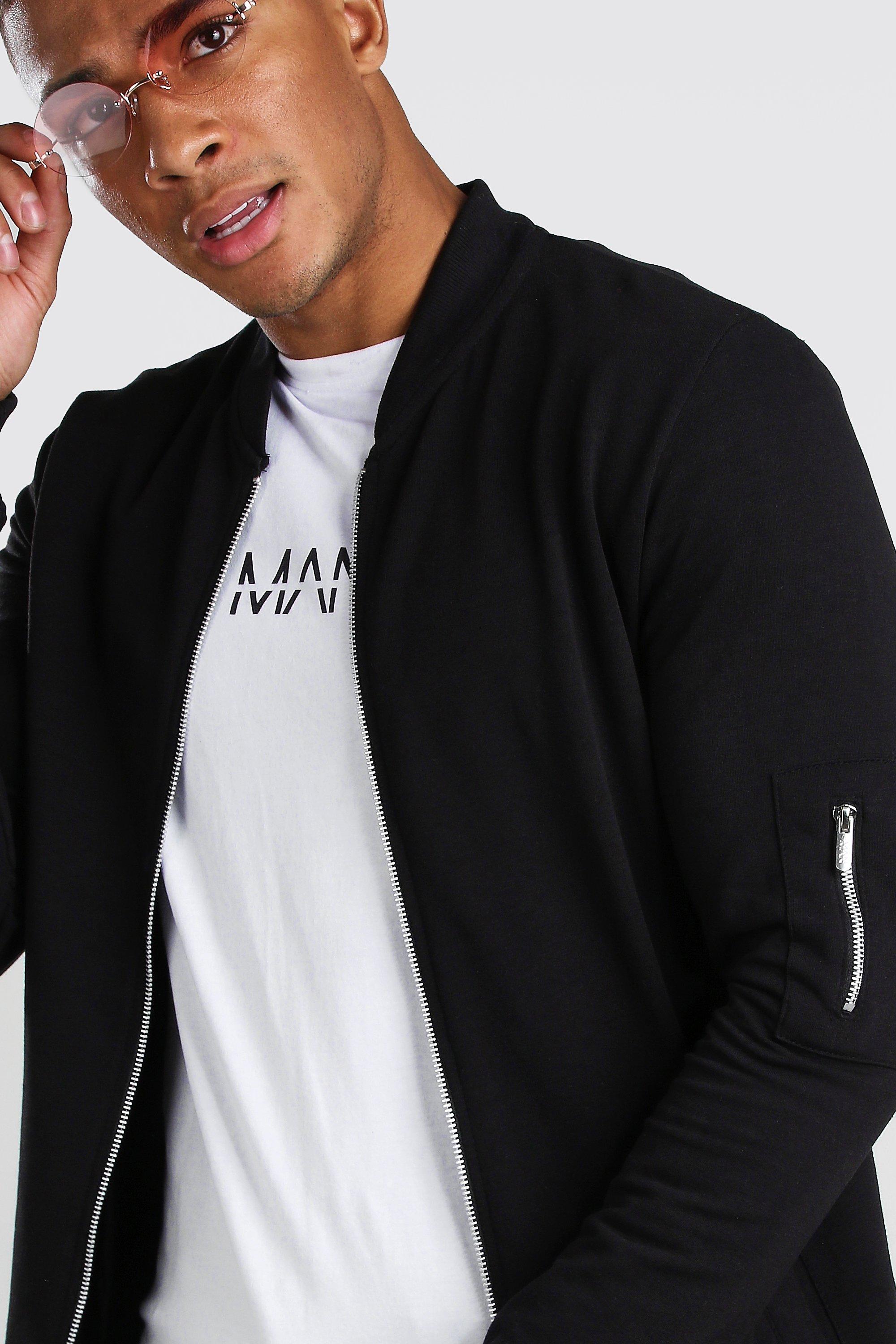 Mens muscle fit bomber on sale jacket