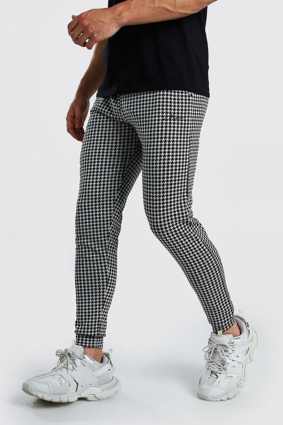 Black svart MAN Signature Houndstooth Check Cuffed Joggers image number 1