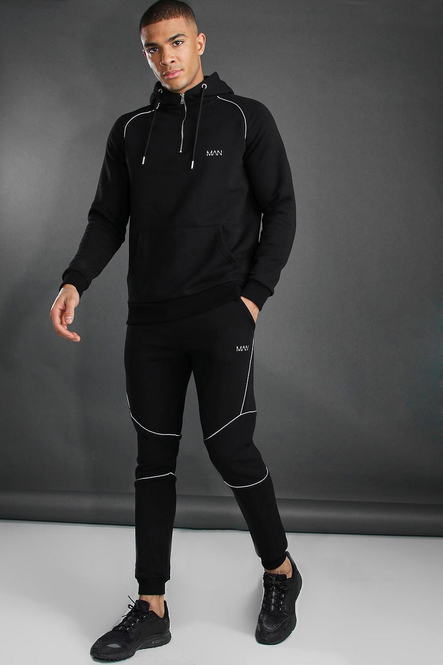 MAN Active Tapered 1/4 Zip Tracksuit With Piping image number 1