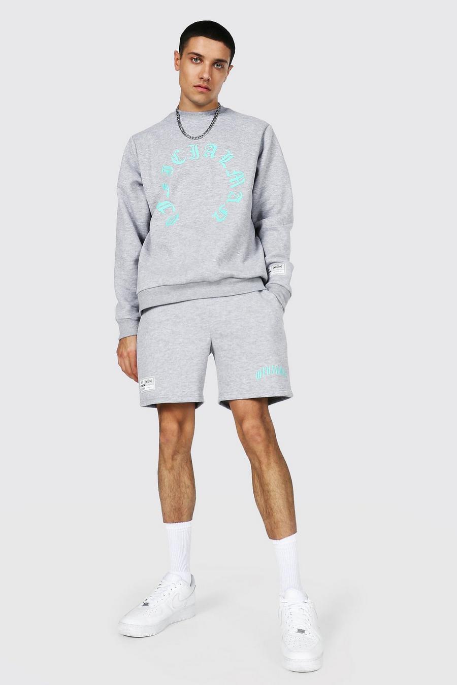 Grey marl Official Man Print Short Sweater Tracksuit image number 1