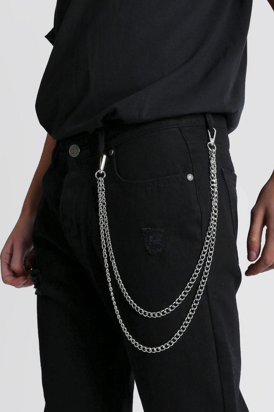 Men's Double Layer Jeans Chain | boohoo