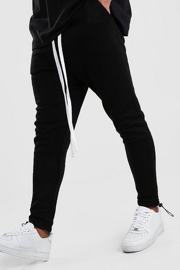 Men's Drop Crotch Jogger With Extended Drawcords | Boohoo UK