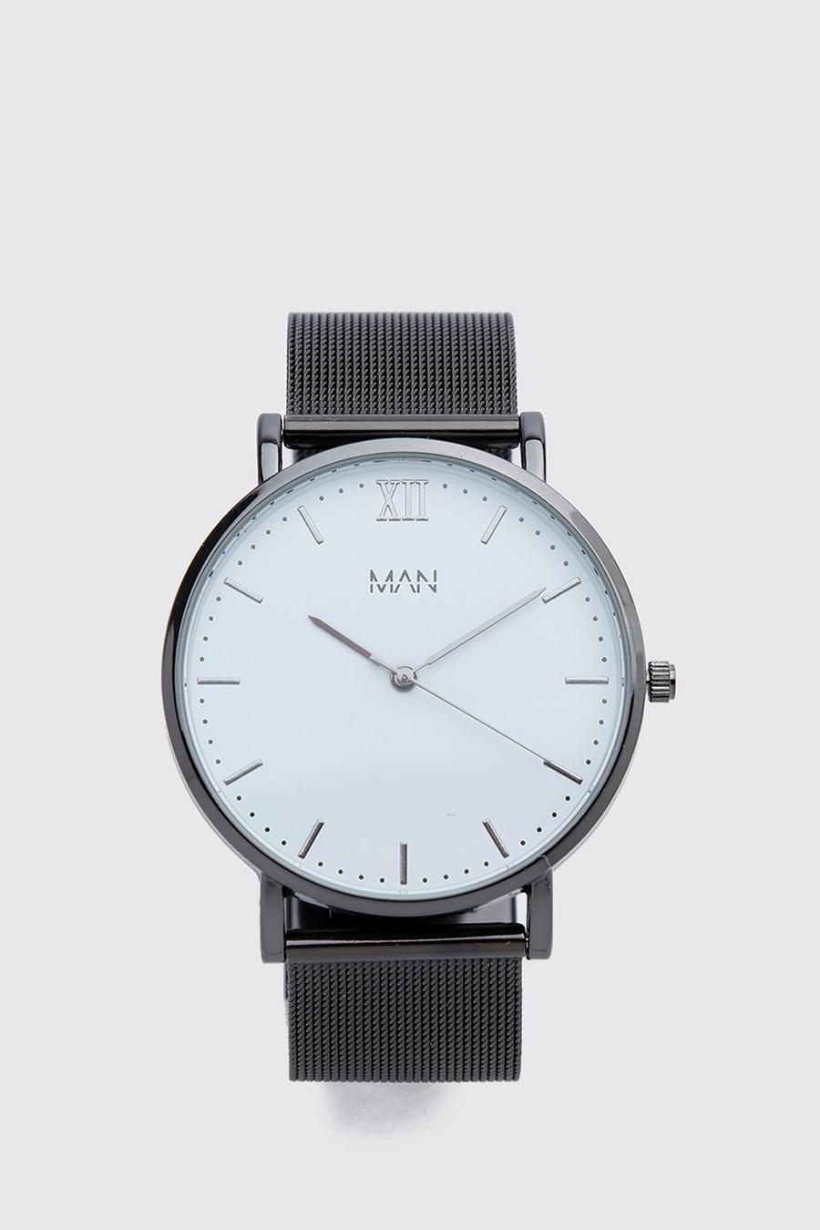 Man Dash Uhr mit Mesh-Armband, Schwarz image number 1