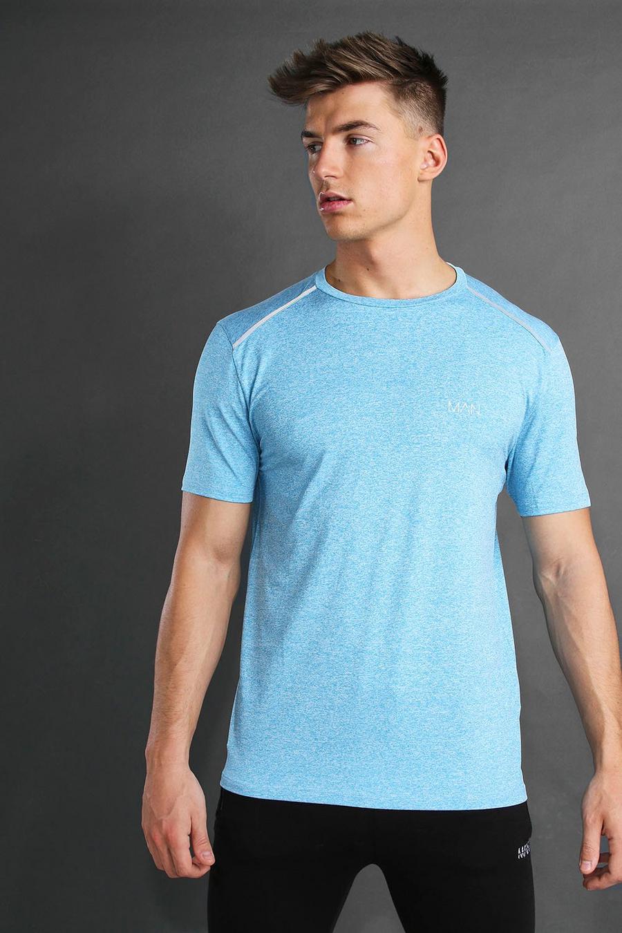 T-Shirt MAN Active mélange con dettagli riflettenti, Azzurro image number 1