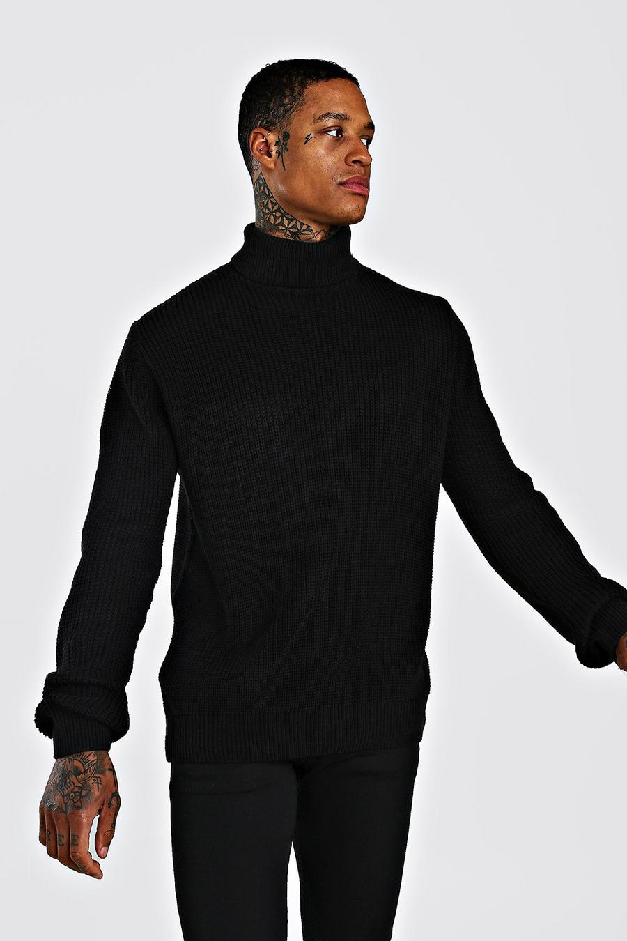 Black Chunky Turtleneck Sweater image number 1