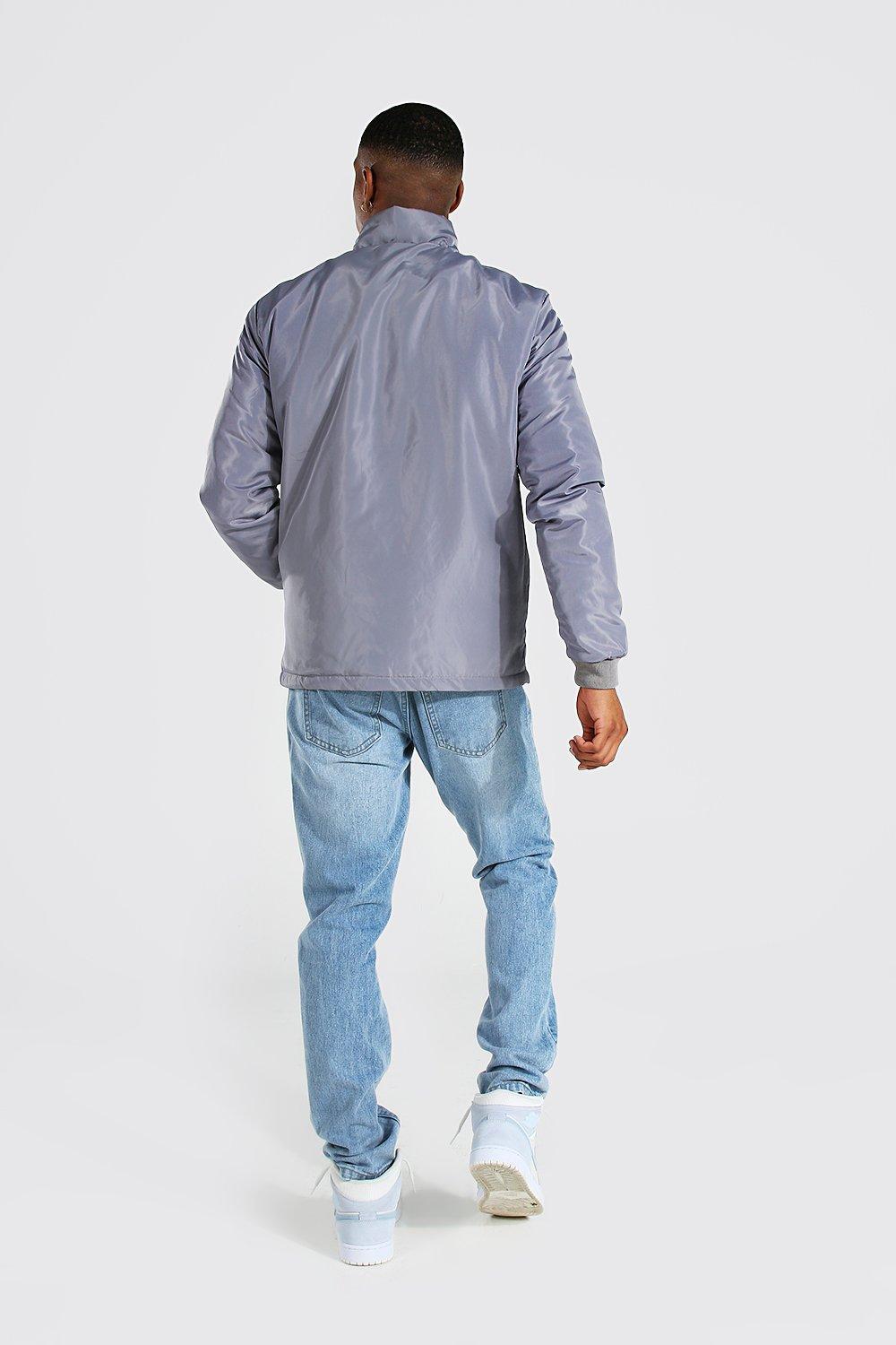 Boohoo Washed Ripstop Nylon Camo Utility Jacket in Blue