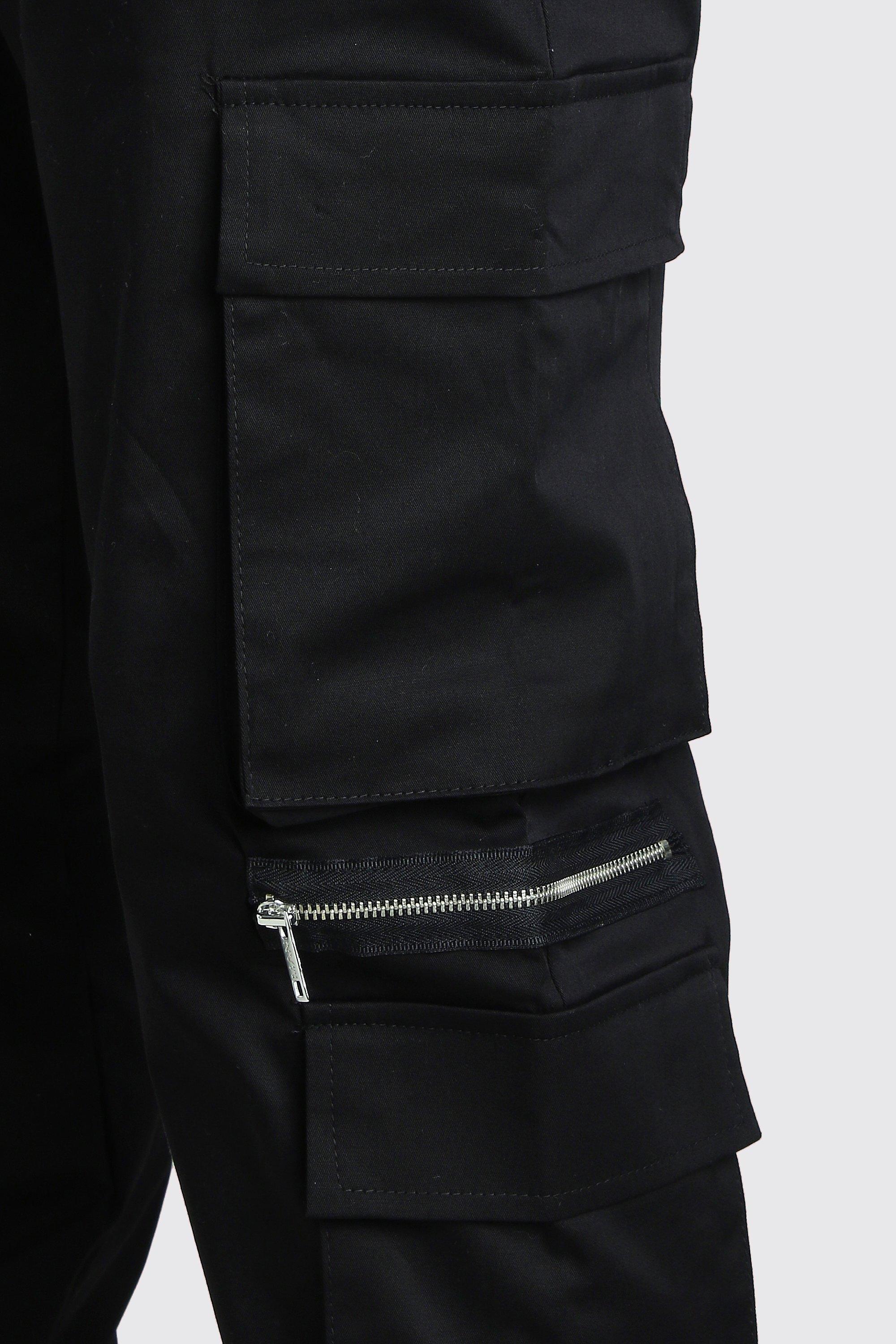 Mens cargo trousers with zip sale pockets