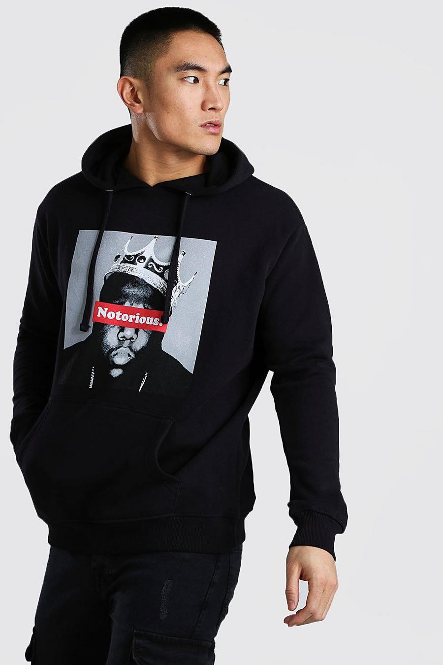 Black "Notorious" Oversize hoodie med tryck image number 1