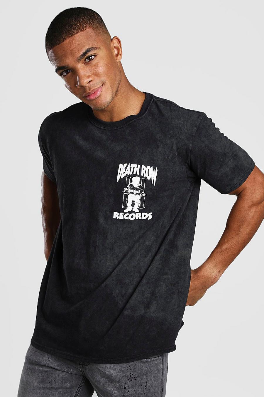 Black "Death Row Records" T-shirt med tvättad effekt image number 1