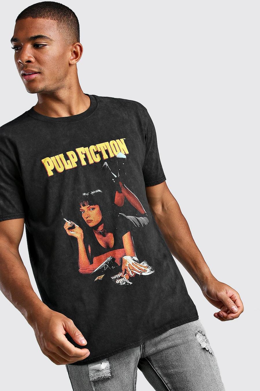 Black T-shirt med Pulp Fiction-motiv och stentvättad effekt image number 1