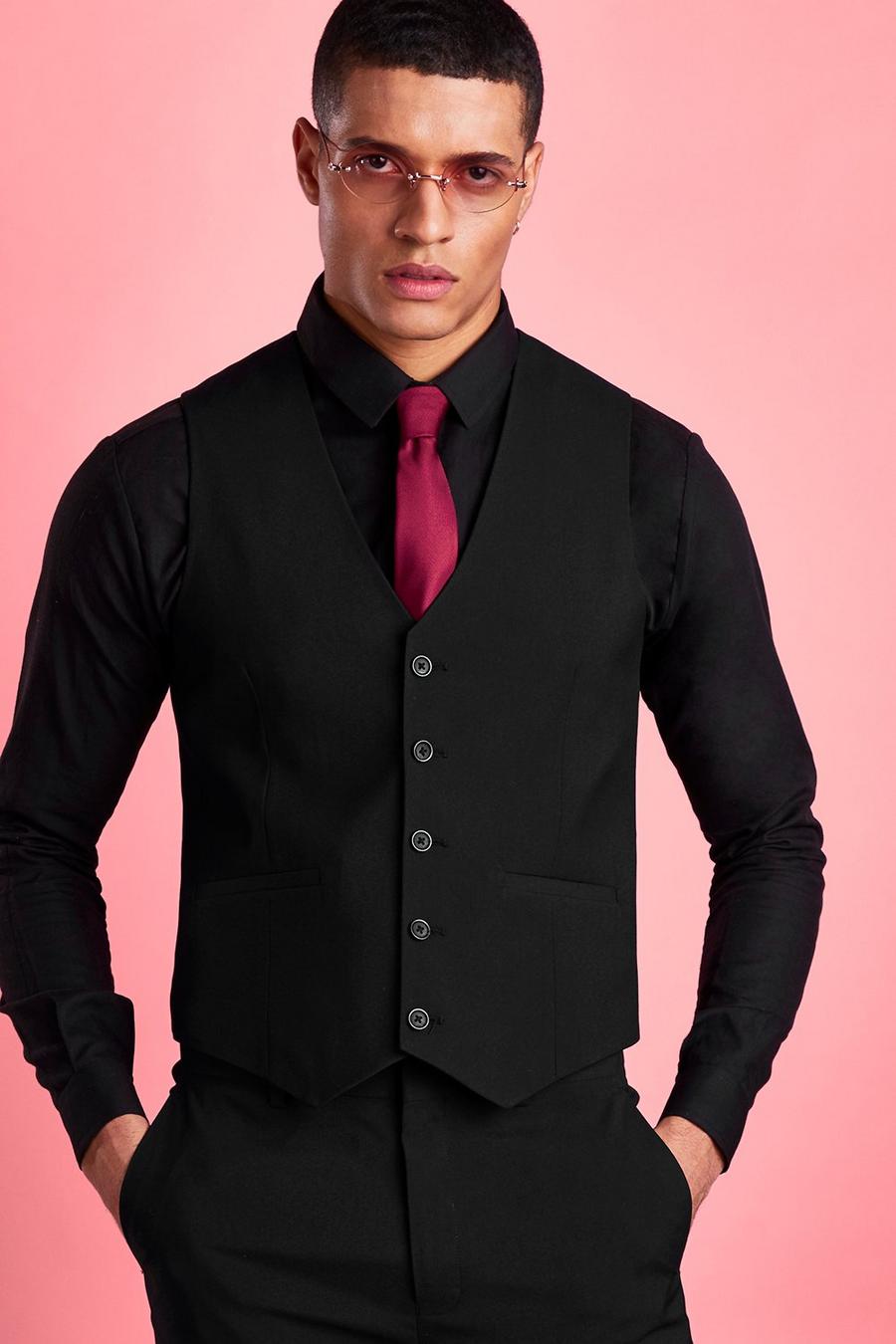 Black Kostymväst i skinny fit image number 1