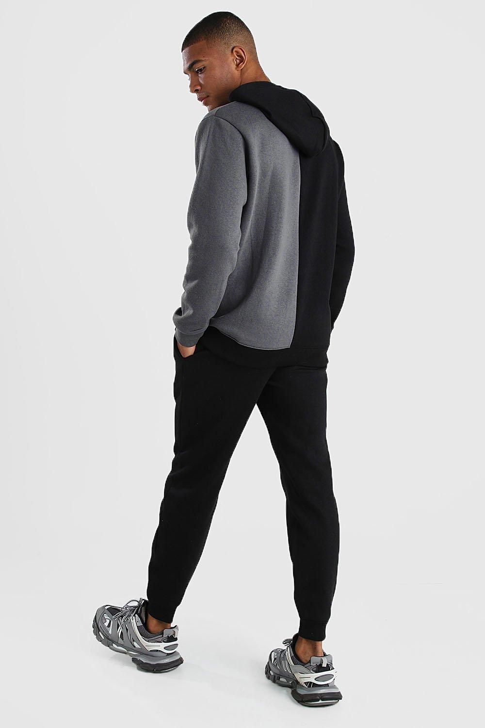 Contrast MAN Colour Block Hoodie Plain Jogger Set