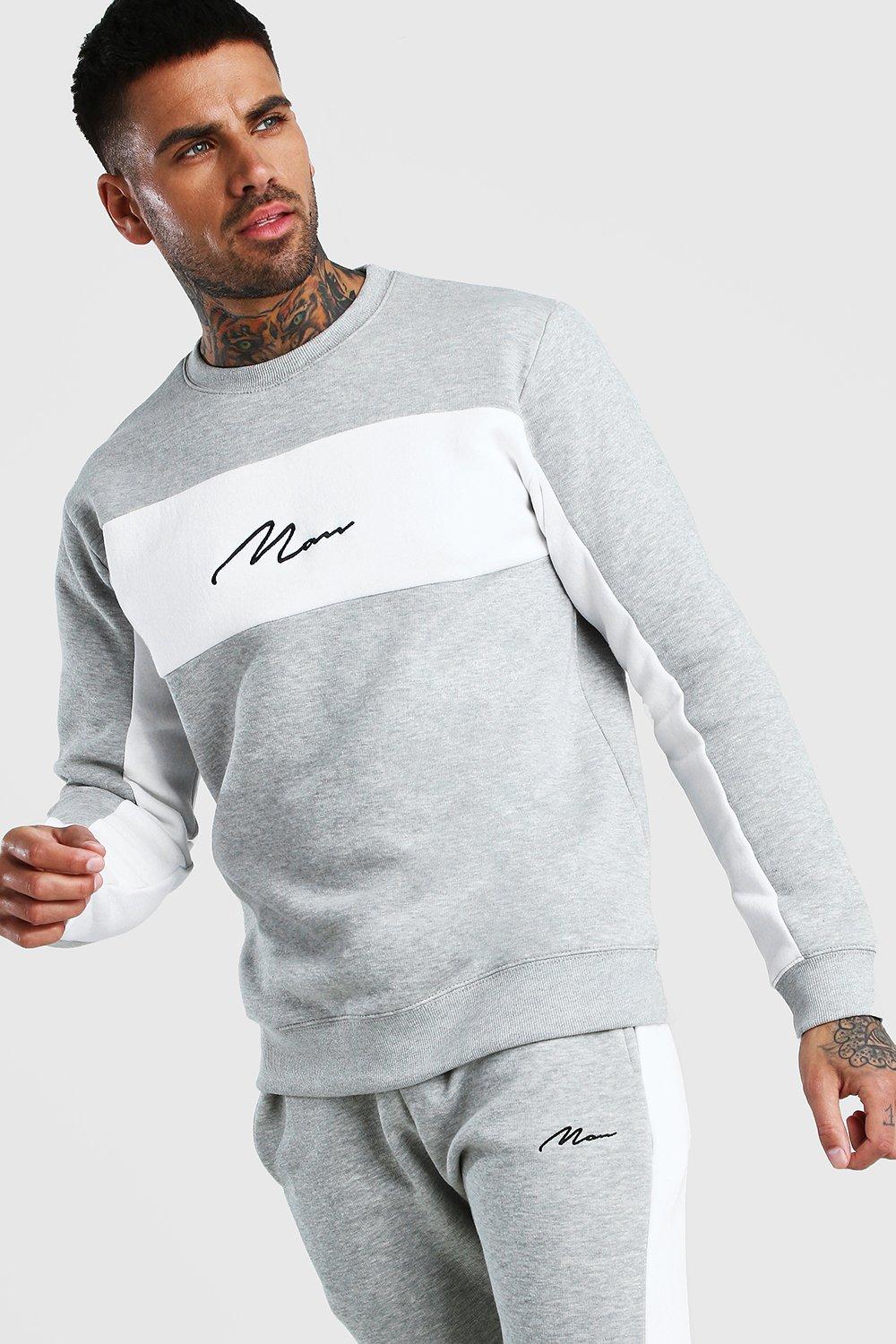 grey color block sweater