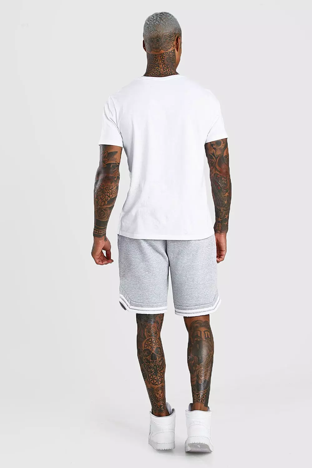 Grey Basic Jersey Relaxed Shorts With Tape alternative image