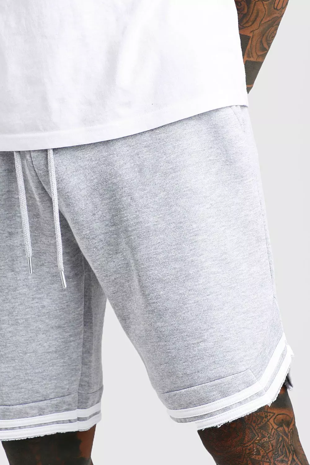 Grey Basic Jersey Relaxed Shorts With Tape alternative image