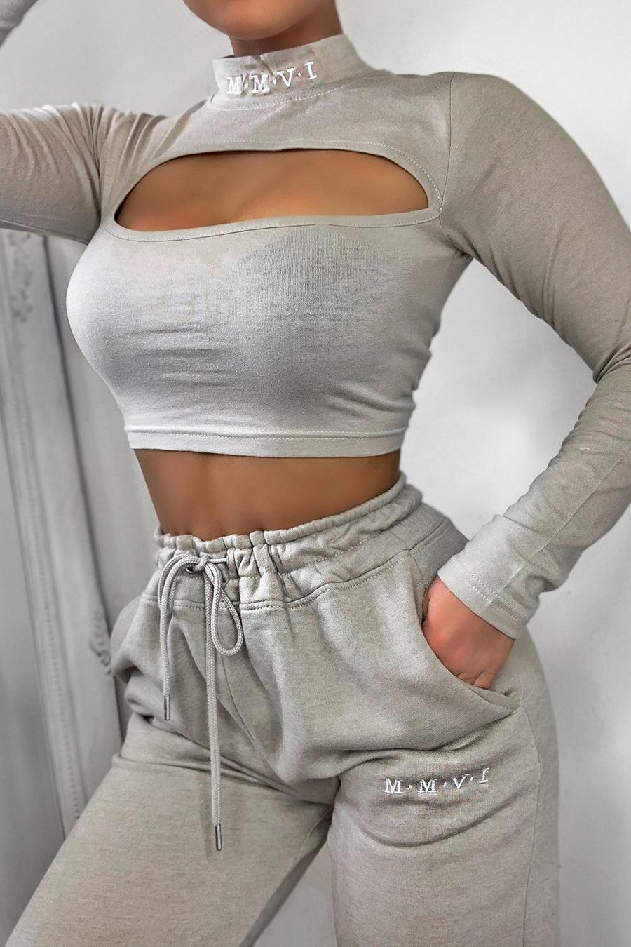 Light stone Her Cut Out Sweat And Jogger Set image number 1