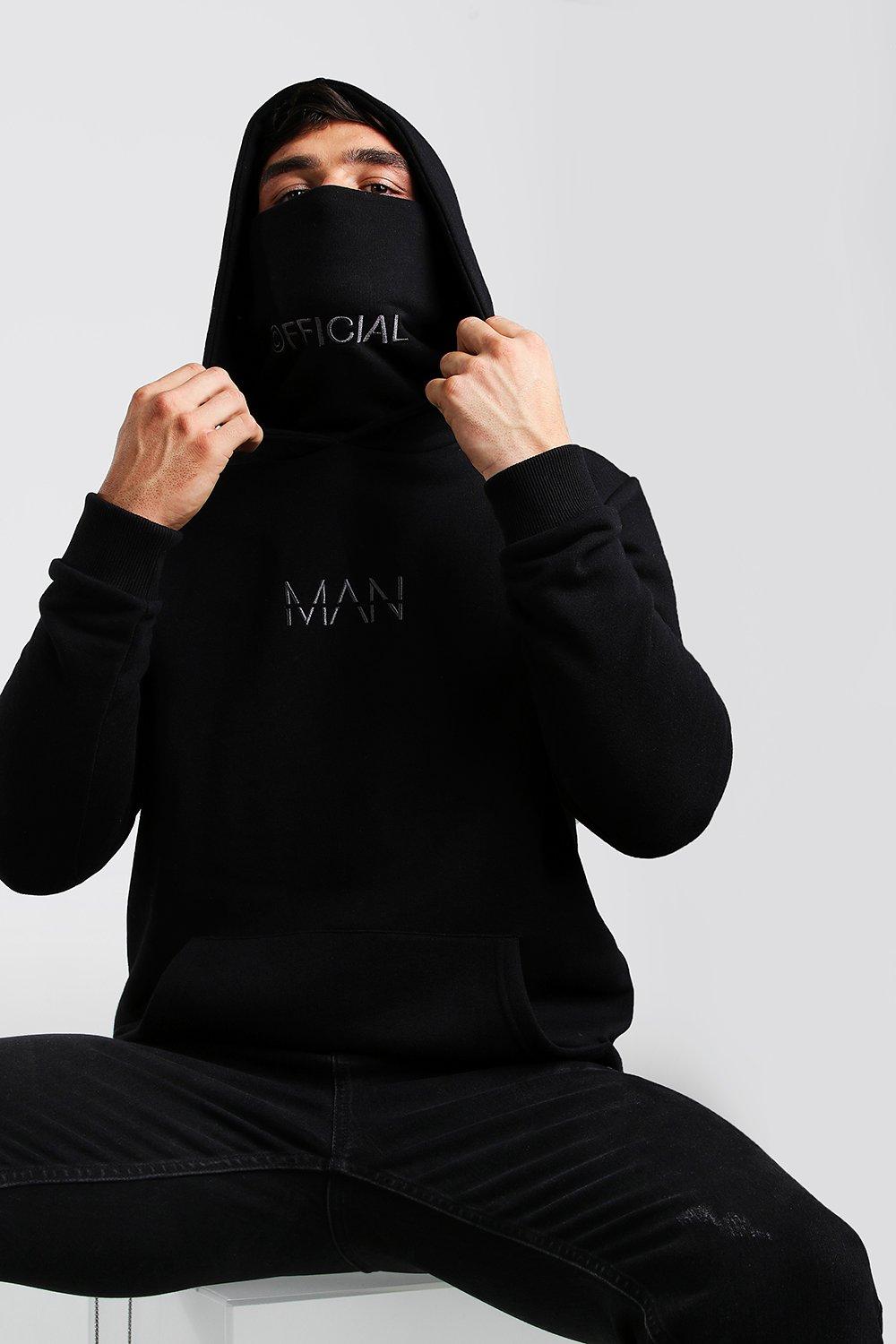 boohoo man black hoodie