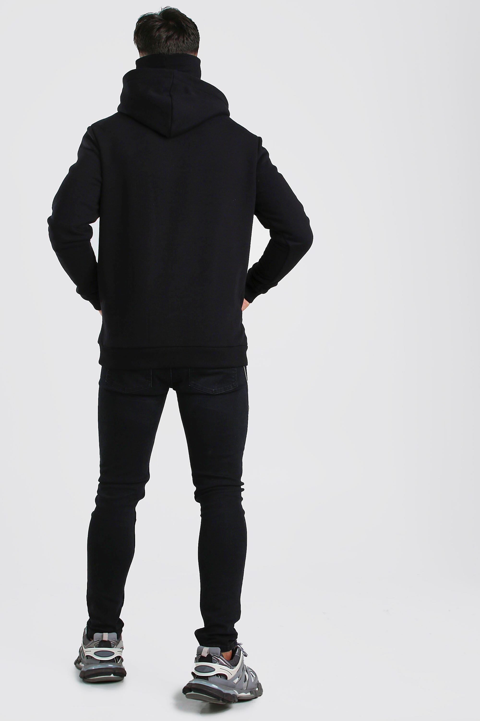 black jersey hoodie