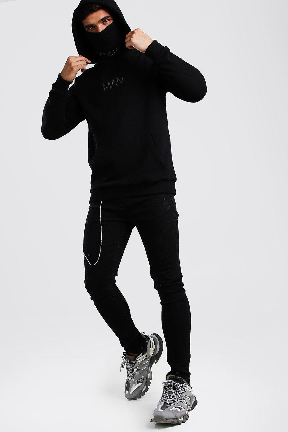 black jersey hoodie