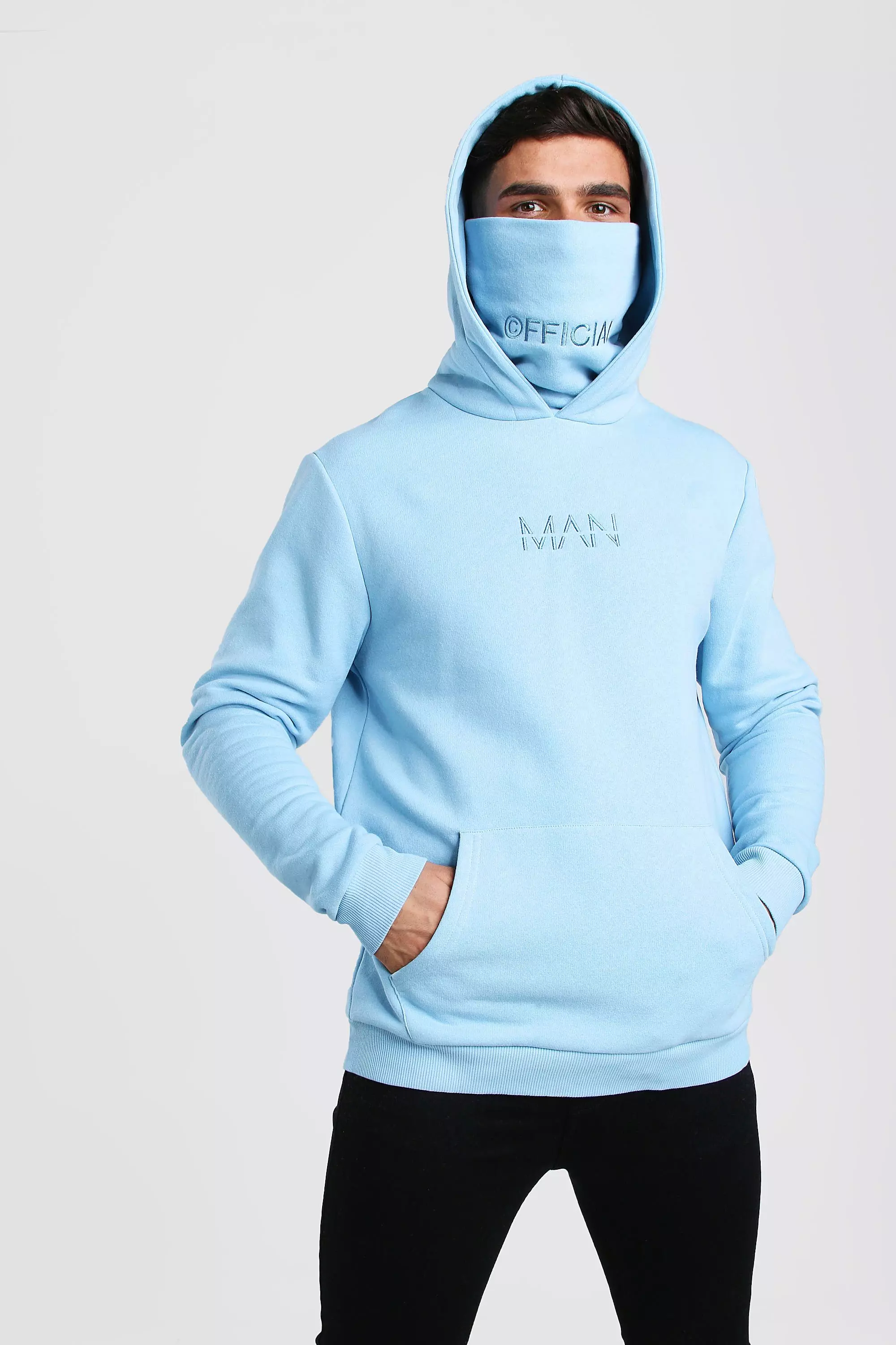 ililil Neon Blue high neck Jersey hoodie