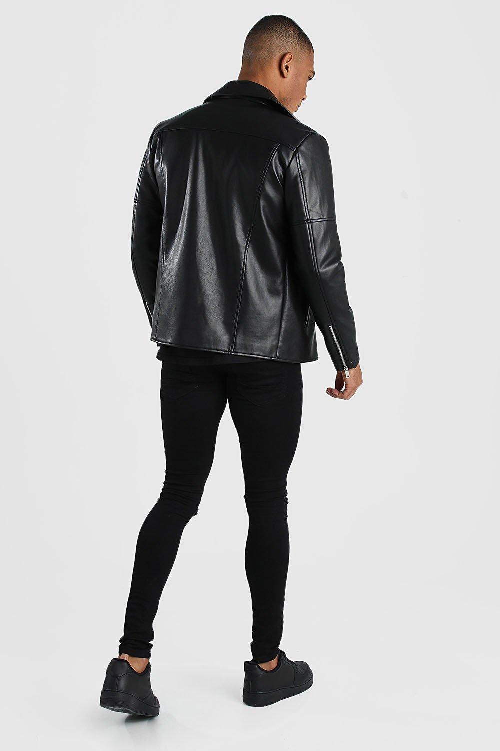 Boohoo leather outlet jacket mens