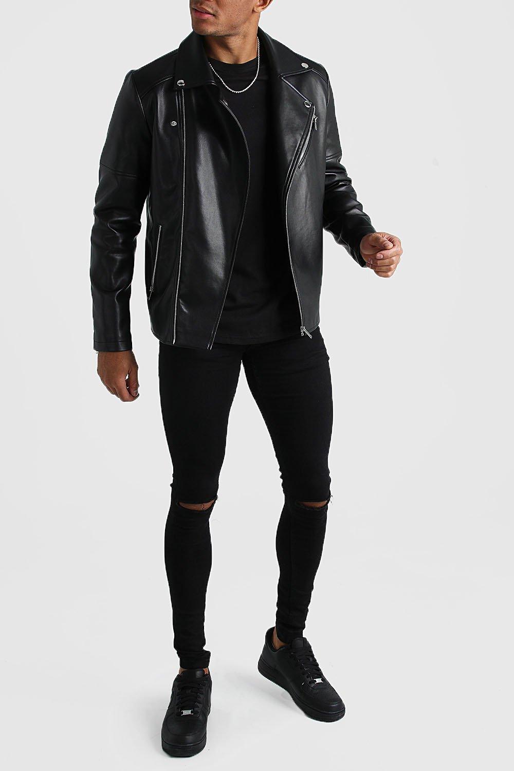 Boohooman leather outlet jacket