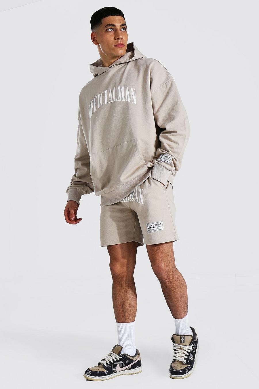 Taupe Official MAN Oversize hoodie och shorts image number 1