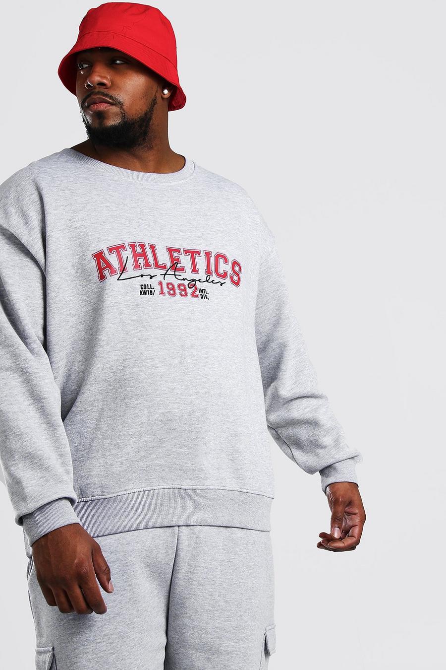 Grey marl Plus Size Athletics Print Sweatshirt image number 1