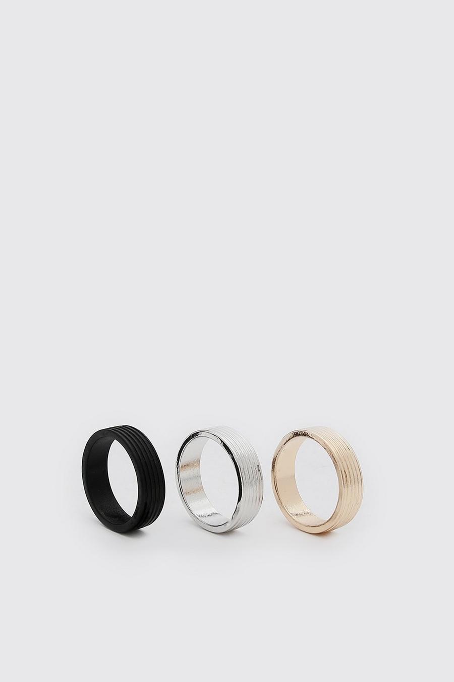 Multi 3 Pack Plain Ring Set