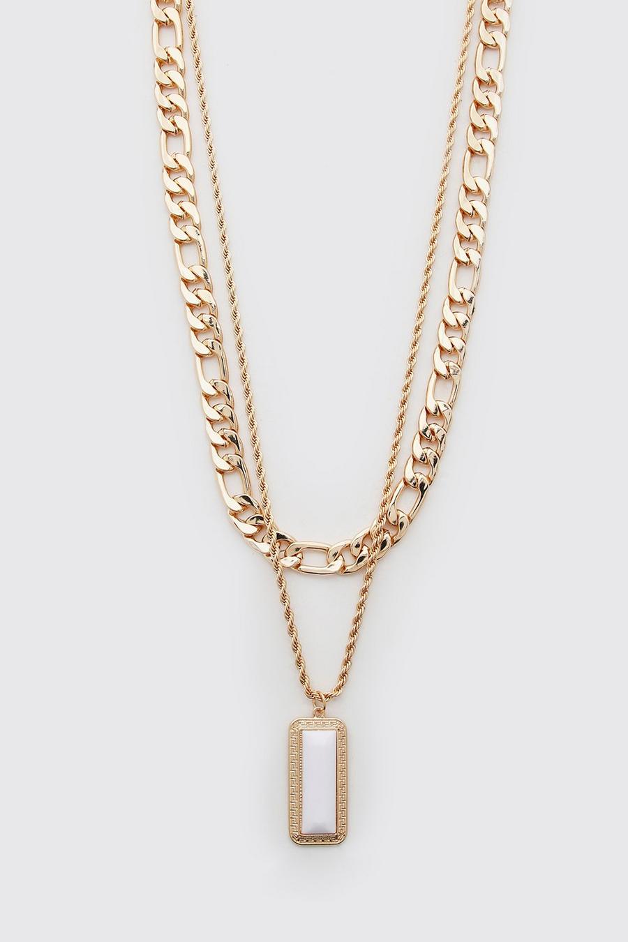 Gold Double Layer Pendant Necklace image number 1