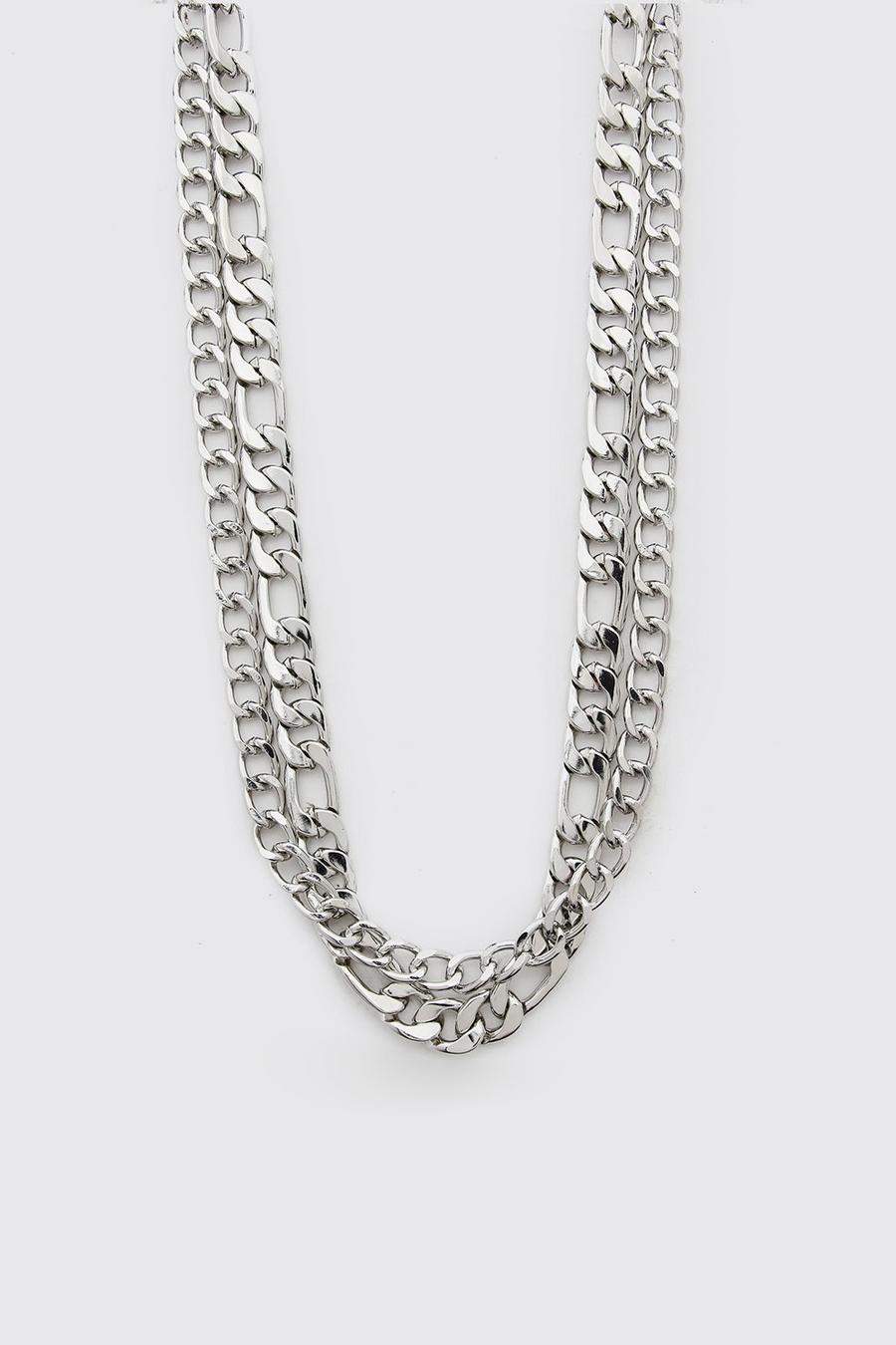 Doppellagige Halskette mit Anhänger, Silber image number 1